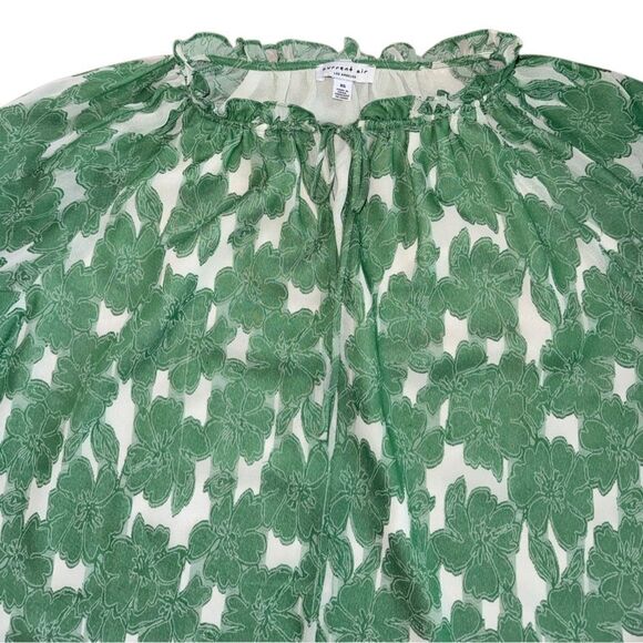Anthropologie Current Air Women's Smocked Green Floral Blouse Size XS Oversized - Picture 3 of 6